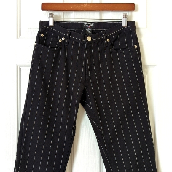 Ralph Lauren Polo Jeans 90's Vintage Embroidered Pinstripe Straight Leg Jeans 4 - Picture 2 of 15